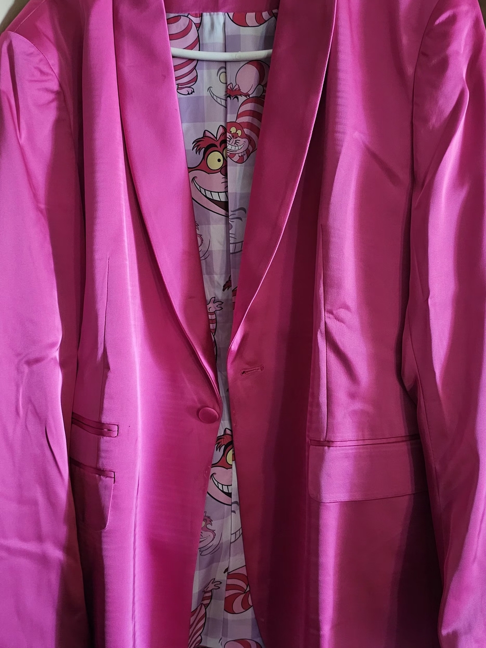 Disney Women's Satin Blazer in Bright Fuchsia Pink